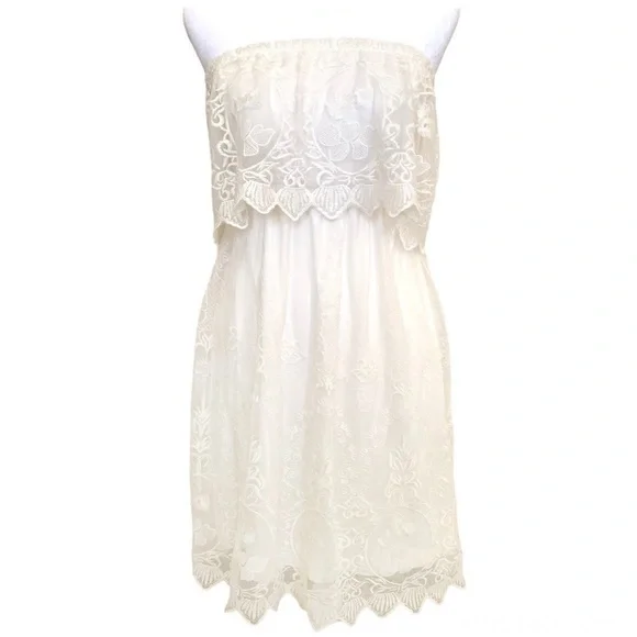 Express | Dresses | Express Womens Ivory Laced Strapless Dress Size M |  Poshmark